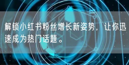 解锁小红书粉丝增长新姿势，让你迅速成为热门话题。