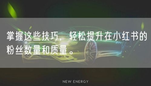 掌握这些技巧，轻松提升在小红书的粉丝数量和质量。