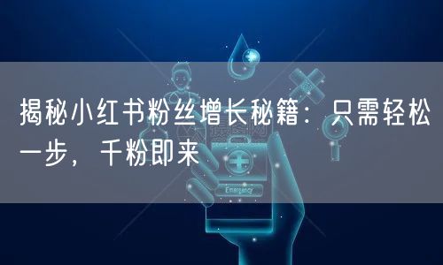 揭秘小红书粉丝增长秘籍：只需轻松一步，千粉即来